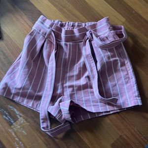 pink and white shorts